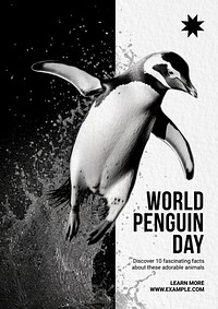 World penguin day poster template