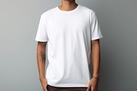 Blank white t-shirt mockup apparel clothing sleeve.