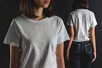 Blank white t-shirt mockup clothing apparel woman.