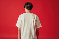 Blank cream oversize t-shirt mockup apparel teen clothing.