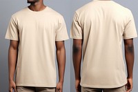 Blank beige t-shirt mockup clothing apparel undershirt.