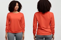 Blank black long sleeve mockup clothing apparel woman.