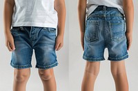 Blank jeans shorts mockup clothing apparel person.