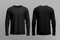Blank black long sleeve mockup clothing apparel t-shirt.
