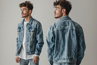 Blank jeans jacket mockup clothing apparel man.