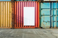 Paper poster mockup light gate shipping container.