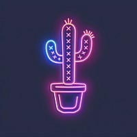 Cactus icon neon purple light.