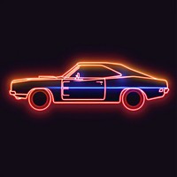 Car icon neon transportation automobile.