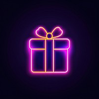 Christmas gift icon neon scoreboard purple.