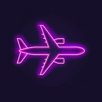 Airplane icon neon astronomy lighting.