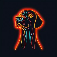 Dog icon neon light disk.