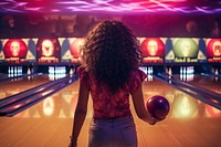 Bowling recreation adult woman.