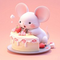 Mouse eating cake big size dessert produce people.