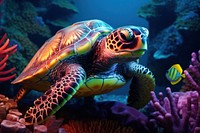 Stunning full-body portrait sea turtle animal tortoise outdoors.