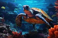 Stunning full-body portrait sea turtle animal tortoise outdoors.