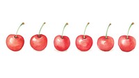 Cherries as divider line watercolour illustration cherry produce fruit.