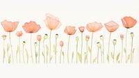 Poppies as divider line watercolour illustration illustrated blossom cutlery.