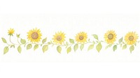 Sunflowers as divider line watercolour illustration blossom plant.