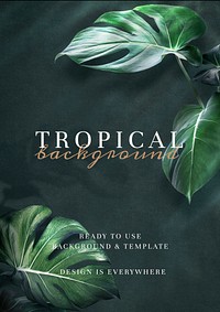 Tropical leaves poster template