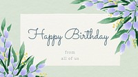 Happy birthday blog banner template,  watercolor design