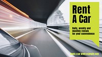 Car rentals blog banner template, editable text & design