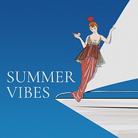 Summer vibes Instagram post template  design remixed from artworks by George Barbier