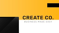 Modern yellow business card template, editable design