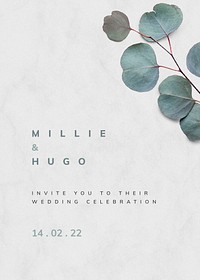 Editable minimal invitation card template for wedding ceremony 