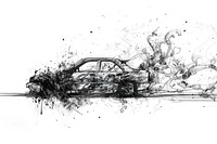 Car combustion in traffic drawing transportation illustrated.