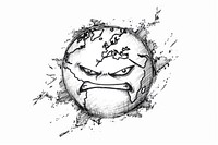 Angry earth emoji drawing illustrated sketch.