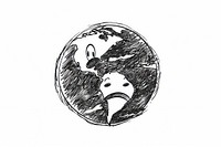 Beaten up earth emoji drawing illustrated sketch.