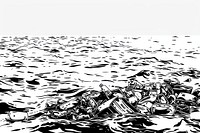 Trash in the ocean drawing illustrated outdoors.