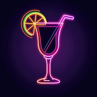 Cocktail icon neon light.