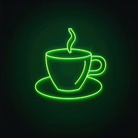 Coffee shop icon neon beverage light.