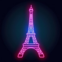 Eiffel tower icon neon architecture lighting.