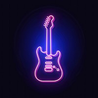 Guitar icon neon light musical instrument.