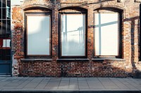 3 blank posters brick window bay window.