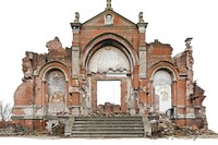 Church destroyed building architecture cathedral arched.