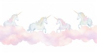 Unicorns with clouds as divider watercolor antelope wildlife animal.