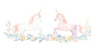 Unicorns with flowers as divider watercolor illustrated wildlife kangaroo.