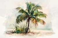 Palm tree painting arecaceae outdoors.