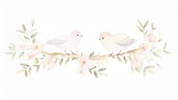 Birds with bouquet as divider watercolor painting animal art.
