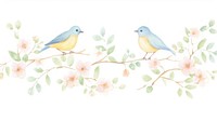 Birds with flowers as divider watercolor painting bluebird animal.