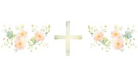 Crosses with flowers as divider watercolor graphics blossom pattern.