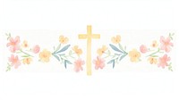 Crosses with flowers as divider watercolor graphics pattern blossom.