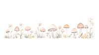 Mushrooms with flowers as divider watercolor illustrated drawing fungus.