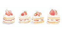 Strawberry shortcakes as divider watercolor dessert produce pastry.