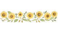 Sunflowers as divider watercolor asteraceae blossom pattern.