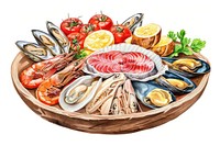 Seafood invertebrate seashell platter.