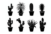 Cute cactus silhouette stencil plant.